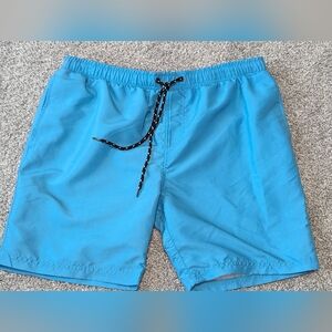 NWT Distortion, Hot Turquoise, Elastic Waist, UPF, Lined Swim Shorts - Men's XL
